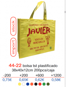 Bolsa de tst laminado 38x40x12cm con precios